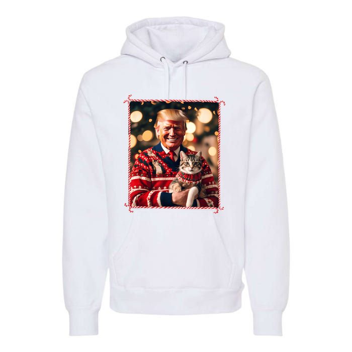 Funny Trump Christmas Sweater For Cat Lovers Premium Hoodie