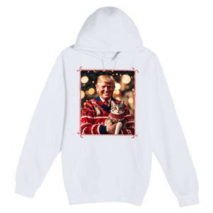 Funny Trump Christmas Sweater For Cat Lovers Premium Pullover Hoodie