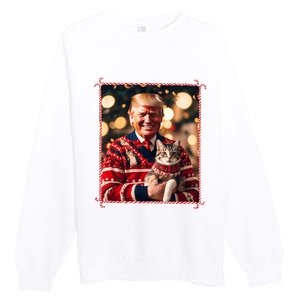 Funny Trump Christmas Sweater For Cat Lovers Premium Crewneck Sweatshirt