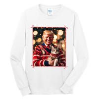 Funny Trump Christmas Sweater For Cat Lovers Tall Long Sleeve T-Shirt