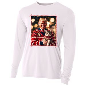 Funny Trump Christmas Sweater For Cat Lovers Cooling Performance Long Sleeve Crew