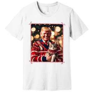 Funny Trump Christmas Sweater For Cat Lovers Premium T-Shirt