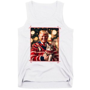 Funny Trump Christmas Sweater For Cat Lovers Tank Top