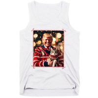 Funny Trump Christmas Sweater For Cat Lovers Tank Top