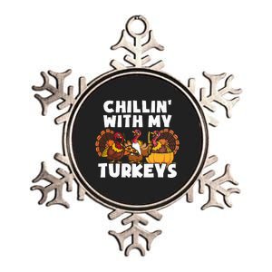 Funny Thanksgiving chillin with my turkey Pizza Party Metallic Star Ornament