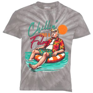 Funny Trump Chilling Like A Felon Summer 2024 Kids Tie-Dye T-Shirt