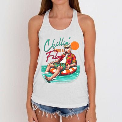 Funny Trump Chilling Like A Felon Summer 2024 Women's Knotted Racerback Tank