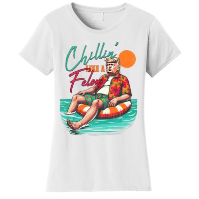 Funny Trump Chilling Like A Felon Summer 2024 Women's T-Shirt