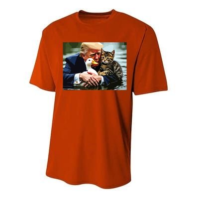 Funny Trump Cat And Duck Memes Christmas Halloween Vote Sign Performance Sprint T-Shirt