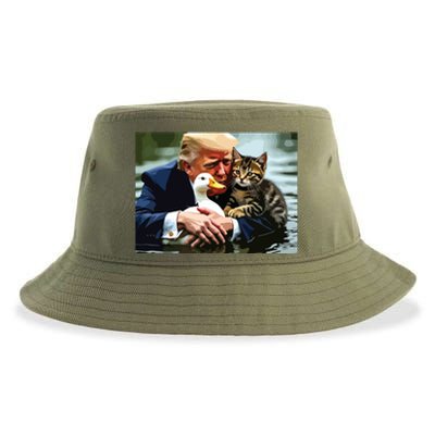 Funny Trump Cat And Duck Memes Christmas Halloween Vote Sign Sustainable Bucket Hat