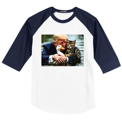 Funny Trump Cat And Duck Memes Christmas Halloween Vote Sign Baseball Sleeve Shirt