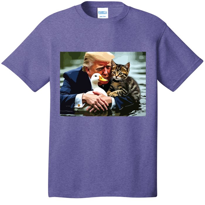 Funny Trump Cat And Duck Memes Christmas Halloween Vote Sign T-Shirt