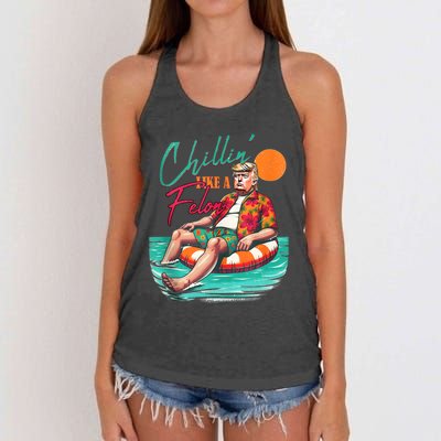 Funny Trump Chilling Like A Felon Summer 2024 Women's Knotted Racerback Tank