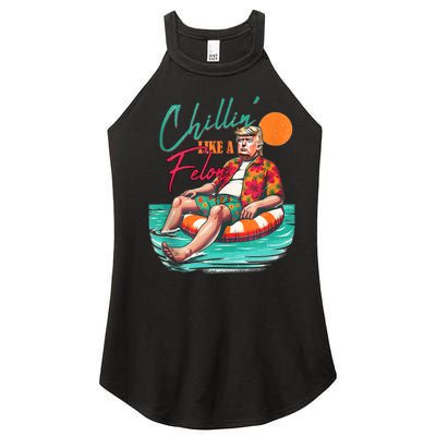 Funny Trump Chilling Like A Felon Summer 2024 Women's Perfect Tri Rocker Tank