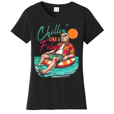 Funny Trump Chilling Like A Felon Summer 2024 Women's T-Shirt