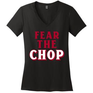 Fear the Chop Baseball Lover Women's V-Neck T-Shirt