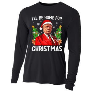 Funny Trump Christmas Santa Hat ILl Be Home For Christmas Cooling Performance Long Sleeve Crew