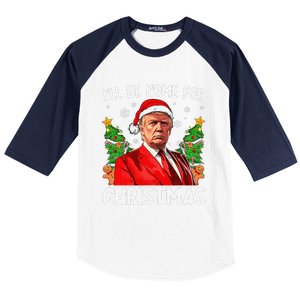 Funny Trump Christmas Santa Hat ILl Be Home For Christmas Baseball Sleeve Shirt