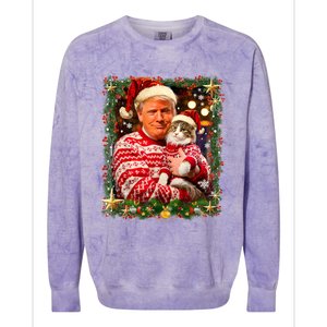 Funny Trump Christmas Sweater For Cat Lovers Ugly Xmas Colorblast Crewneck Sweatshirt