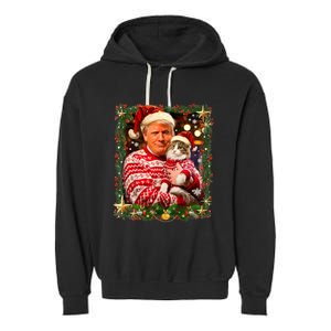 Funny Trump Christmas Sweater For Cat Lovers Ugly Xmas Garment-Dyed Fleece Hoodie