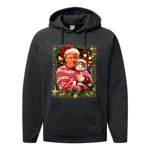 Funny Trump Christmas Sweater For Cat Lovers Ugly Xmas Performance Fleece Hoodie