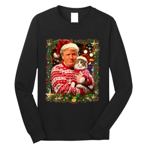 Funny Trump Christmas Sweater For Cat Lovers Ugly Xmas Long Sleeve Shirt