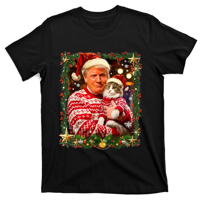 Funny Trump Christmas Sweater For Cat Lovers Ugly Xmas T-Shirt