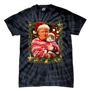 Funny Trump Christmas Sweater For Cat Lovers Ugly Xmas Tie-Dye T-Shirt