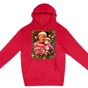 Funny Trump Christmas Sweater For Cat Lovers Ugly Xmas Premium Pullover Hoodie