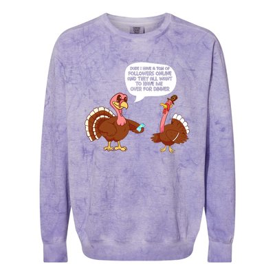 Funny Thanksgiving Cute Lil Turkey Boys Gifts Colorblast Crewneck Sweatshirt