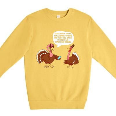 Funny Thanksgiving Cute Lil Turkey Boys Gifts Premium Crewneck Sweatshirt