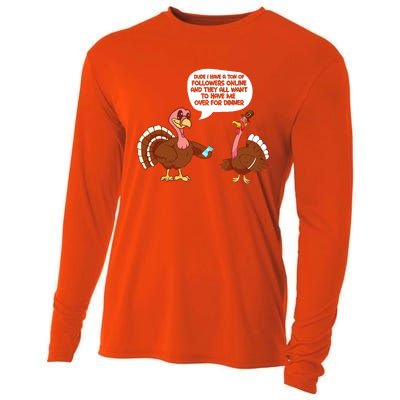 Funny Thanksgiving Cute Lil Turkey Boys Gifts Cooling Performance Long Sleeve Crew