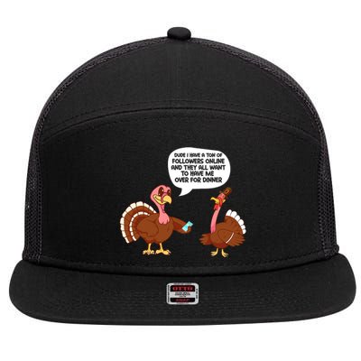 Funny Thanksgiving Cute Lil Turkey Boys Gifts 7 Panel Mesh Trucker Snapback Hat