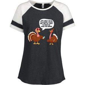 Funny Thanksgiving Cute Lil Turkey Boys Gifts Enza Ladies Jersey Colorblock Tee