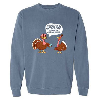 Funny Thanksgiving Cute Lil Turkey Boys Gifts Garment-Dyed Sweatshirt