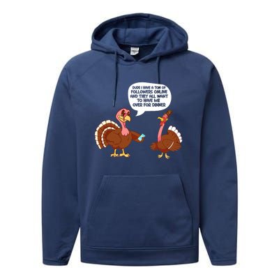 Funny Thanksgiving Cute Lil Turkey Boys Gifts Performance Fleece Hoodie