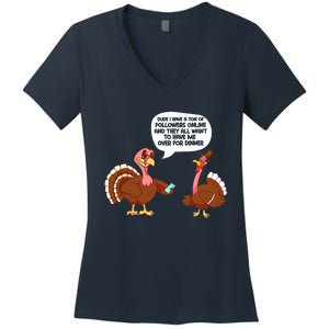 Funny Thanksgiving Cute Lil Turkey Boys Gifts Women's V-Neck T-Shirt