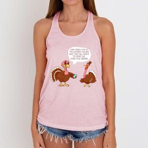 Funny Thanksgiving Cute Lil Turkey Boys Gifts Women's Knotted Racerback Tank