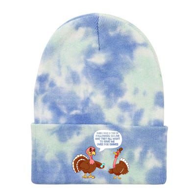 Funny Thanksgiving Cute Lil Turkey Boys Gifts Tie Dye 12in Knit Beanie