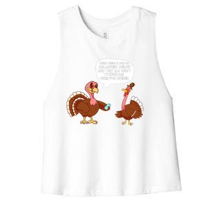 Funny Thanksgiving Cute Lil Turkey Boys Gifts Women's Racerback Cropped Tank