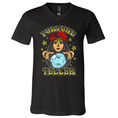 Fortune Teller Costume Circus Staff Vintage Carnival Theme V-Neck T-Shirt