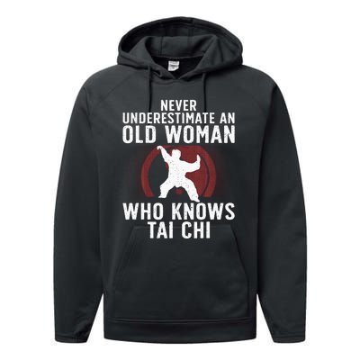 Funny Tai Chi Design For Women Grandma Martial Arts Lovers Performance Fleece Hoodie