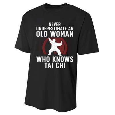 Funny Tai Chi Design For Women Grandma Martial Arts Lovers Performance Sprint T-Shirt