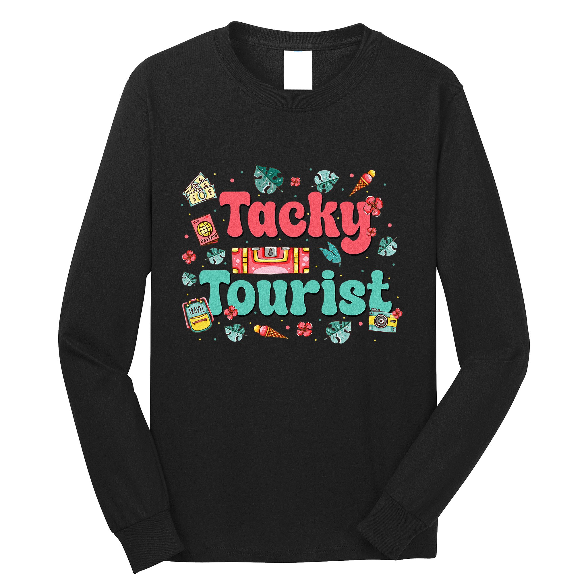 Funny Tourist Costume Tie Dye Tacky Traveler Tacky Tourist Gift Long Sleeve Shirt