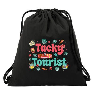 Funny Tourist Costume Tie Dye Tacky Traveler Tacky Tourist Gift Drawstring Bag