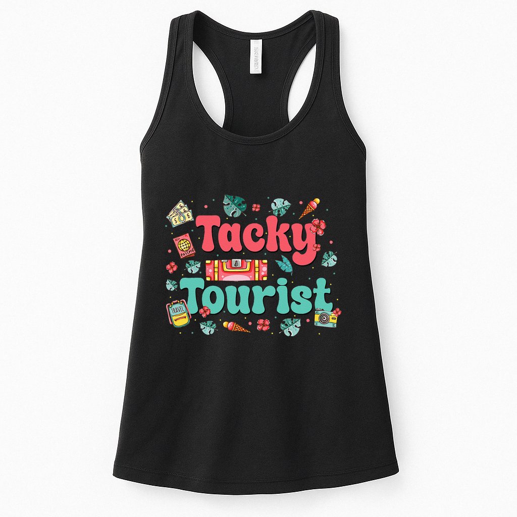 Funny Tourist Costume Tie Dye Tacky Traveler Tacky Tourist Gift Womens Tank Top