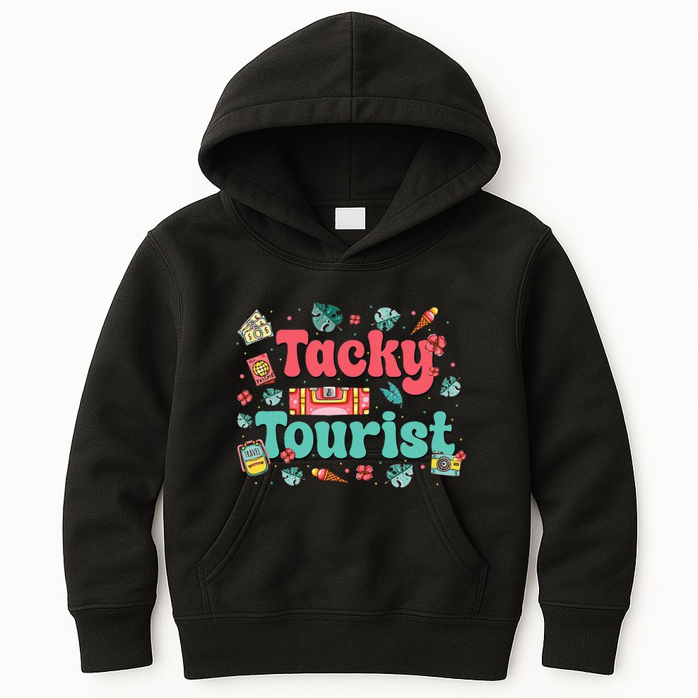 Funny Tourist Costume Tie Dye Tacky Traveler Tacky Tourist Gift Kids Hoodie