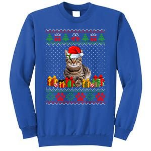 Funny Tabby Cat Santa Hat Ugly Christmas Xmas Pjs Gift Sweatshirt