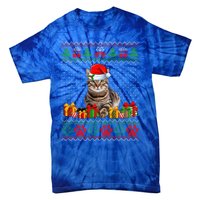 Funny Tabby Cat Santa Hat Ugly Christmas Xmas Pjs Gift Tie-Dye T-Shirt