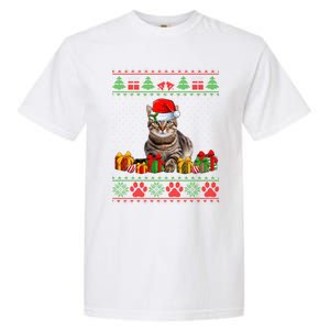 Funny Tabby Cat Santa Hat Ugly Christmas Xmas Pjs Gift Garment-Dyed Heavyweight T-Shirt